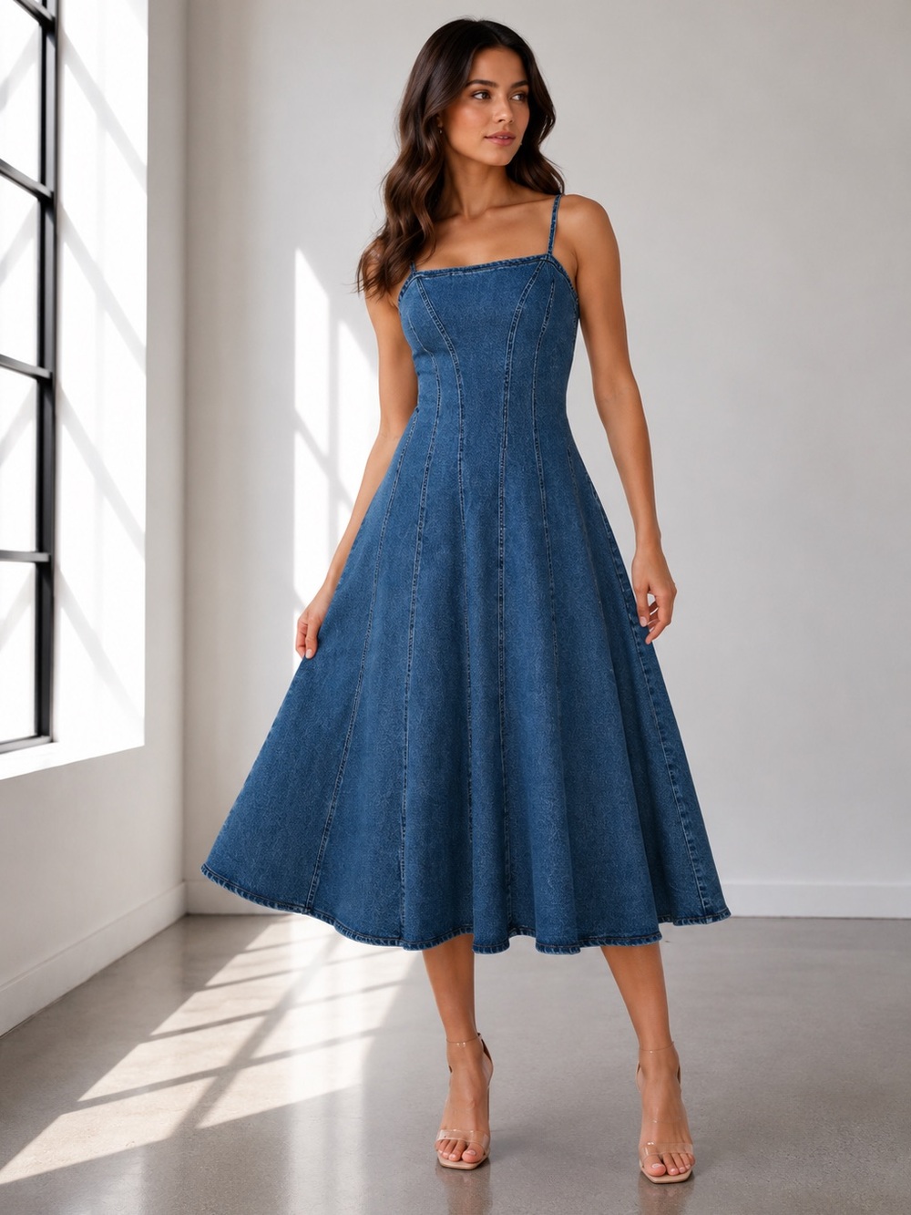 425. Denim Daydream Midi Dress